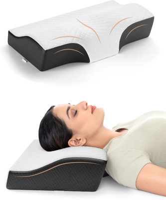 FOVERA Cervical Pillow for Neck Pain | Orthopedic Memory Foam Contour Sleeping Pillow, Cervical Pillow(White, Black)