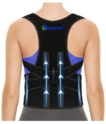 JUSTIFIT back pain relief belt for men & women shoulder back support Posture Corrector(Black)