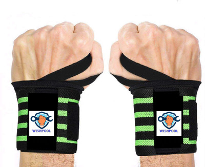 Wishpool 1 Pair Wrist Support with Thumb Loop Strap for Weight Lifting Gym & Workout Wrist Support(Green)
