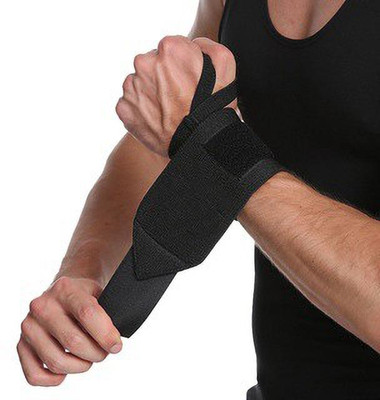 GymWar Wrist Support Band with Thumb Loop for Gym (Black) Wrist Support(Black)