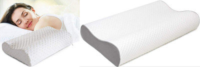 RUSHABH ENTERPRISE Memory Foam Stripes Sleeping Pillow Pack of 1(White)