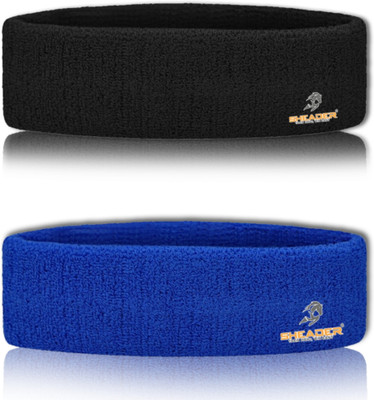 SHEADER Moisture Wicking Multipurpose Work Out Cotton Headband for Men's & Women's Head Support(Black, Blue)