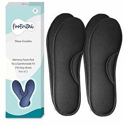 Foot Vital Memory Foam Shoe Insoles Comfortable Insoles Supports Heel & Arch (Pack of 2) Insole(Black)