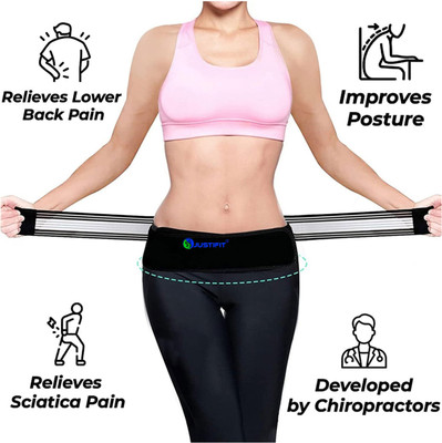 Justfit Sacroiliac SI Joint Hip Belt Lower Back Support Brace for Men and Women Hip Back / Lumbar Support(Black)