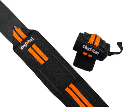 stepXcel Premium Weight Lifting, with Thumb Loop Strap for Gym (Orange/Black) Hand Support(Orange)