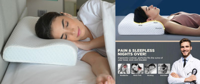 RUSHABH ENTERPRISE Memory Foam Abstract Sleeping Pillow Pack of 1(White)