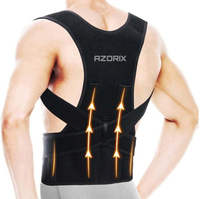 AZORIX Posture Corrector Belt for Men & Women Full Back Support Belt Straight Back / Lumbar Support(Black)