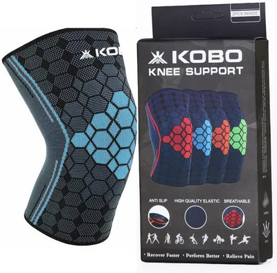 KOBO Nylon Knee Caps For Knee Support Knee Pain Protection (1 Piece) Knee Support(Blue, Grey)