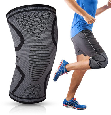 Leosportz (1pair) of Sports Pain Relief knee sleeve knee cap knee guard Knee Support(Grey, Black)