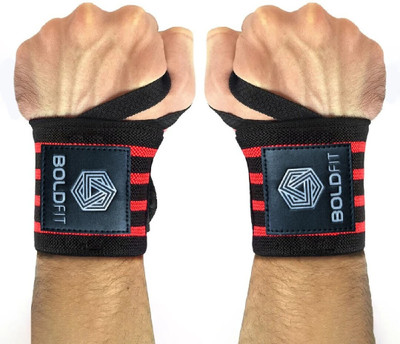 BOLDFIT Wrist Bands For Boys Men Women Wrist Support Supporter Strap For Gym Workout Supporter(Red)