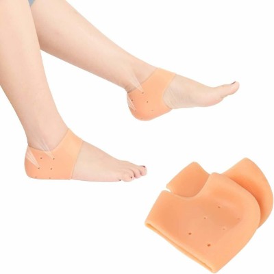 CITYCART Half Heel Socks Anti Crack Silicon Gel Heel And Foot Protector Heel Support(Beige)