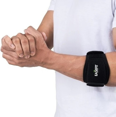 EASEFIT Neoprene Tennis Elbow Support for gym with Strap - Elbow band for pain relief Elbow Support(Black)