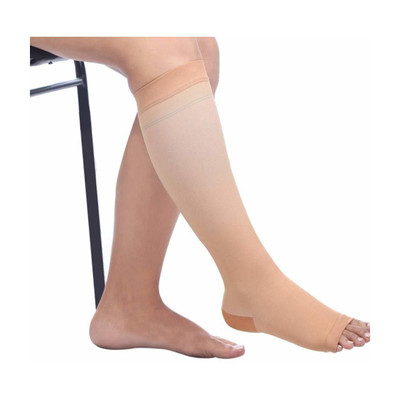 Dyna Medical Compression Stockings Class 2 AD Beige- L Knee Support