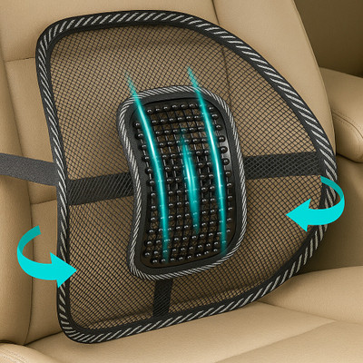 Paul Henry Car Support Back with Orthopedic Design Back / Lumbar Support(Black)