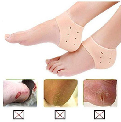 CTIYACART Silicone Gel Heel Pad Socks For Heel Pain Relief Heel Support(Beige)