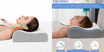 RUSHABH ENTERPRISE Memory Foam Smiley Sleeping Pillow Pack of 1(White)