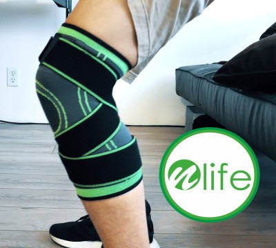 Nlife 3D KNEE CAP/SLEEVES WITH DUAL STRAPS FOR COMPRESSION FOR MEN & WOMEN (1 PAIR) Knee Support(Green)