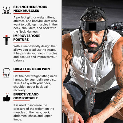 Fitcozi Neck Harness Neck Exerciser for Stronger Neck & Traps Supporter(Black)