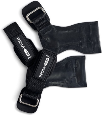 INDIAHUNK LLP Weight Lifting Wrist Strap for Deadlift and Powerlifting shrugs back palm grip Gym & Fitness Gloves(Black)