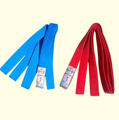 Dhaani Karate Martial Arts Belts, Blue and Red, Cotton, Pack of 2 Abdominal Belt