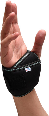 Heart Home Wrist Brace with Thumb Loop|Nylon Drytex Wrist Supporter for Gym|1 Piece|Black Wrist Support