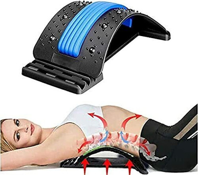 FITRONYX Adjustable Magic Back Pain Relief Lumbar Region Support with Cushion Removable Back / Lumbar Support(Black, Blue)