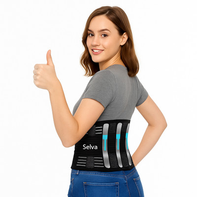 SELVA Back Support Belt For Back Pain, Sciatica, Herniated Disc, Scoliosis Back / Lumbar Support(Black)