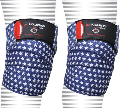 KOBO POWER LIFTING KNEE WRAPS/ Knee Support(Blue, White)