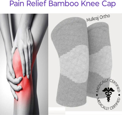 Mulkraj Ortho Bamboo Compression Knee Sleeves-Instant Pain Relief for Women Gym,Running Knee Support(Grey)