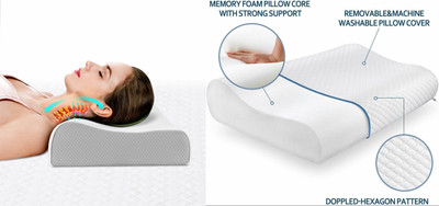 KITCHENNOVATE Memory Foam Alphanumeric Sleeping Pillow Pack of 1(White)