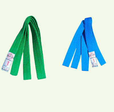 Dhaani Karate Martial Arts Belts, Green and Blue, Cotton, Pack of 2 Abdominal Belt(Green)