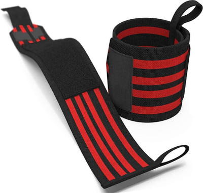 TRUE INDIAN Latest Wrist Straps, Hand Grip Band for Gym Men ,Women with Thumb Loop Straps Hand Support(Red, Black)