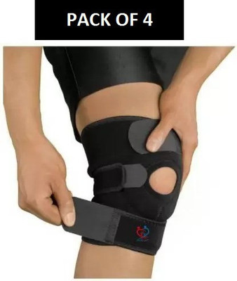 Family Line Open Patella Brace without Hinge Knee Support (Free Size, Black) Knee Support