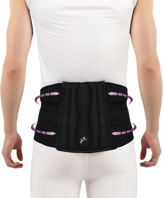 FLAMINGO Lumbar Sacro COM-COM Belt for Back Pain with dual Adjustable Strap |Unisex| XXXL Back / Lumbar Support(Black)