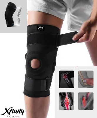 Xfinity Fitness Knee cap Open Patella support with aluminium hinges and adjustable dual straps Knee Support(Black)