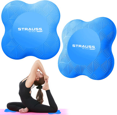 Strauss Yoga Knee Pad Cushions | Yoga Accessories | Support For Knees & Elbows (Pair) Knee Support(Blue)