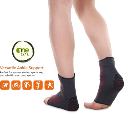 OneLife Ankle Brace Compression Sleeve/ Swelling relief/Mild support to ankle Ankle Support(Black, Grey, Red)