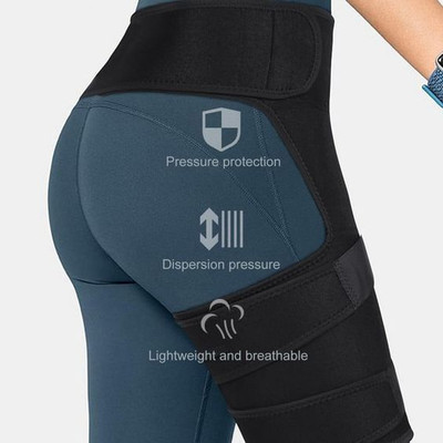 NEUVO Thigh Compression Groin, Hip Adjustable Hamstring Strap Wrap Sciatica Brace Supporter(Black)