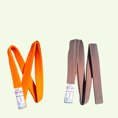 Dhaani Karate Martial Arts Belts, Orange and Brown, Cotton, Pack of 2 Abdominal Belt