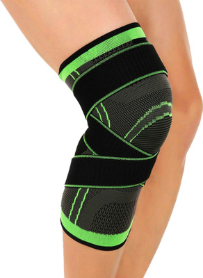Manogyam Classic Knee Support – Adjustable Breathable Knee Pad for Sports and Recovery Knee Support(Green, Black)