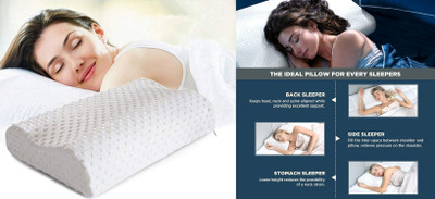 PRATIK MARKETING Memory Foam Abstract Sleeping Pillow Pack of 33(White)
