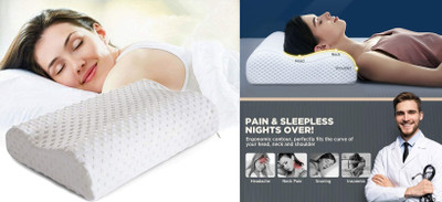 PRATIK MARKETING Memory Foam Geometric Sleeping Pillow Pack of 13(White)