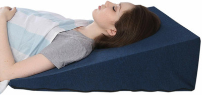 METRON (28'' x 24'' x 8'' Inches) Soft & Semi Long Muti-Purpose Bed Wedge Pillow For Sleeping Memory Foam Solid Orthopaedic Pillow Pack of 1(Blue)