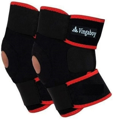 Vingaboy Magnetic Therapy Knee Hot Belt Self Heating Knee pad Knee Support Belt.(1 PAIR) Knee Support(Black)