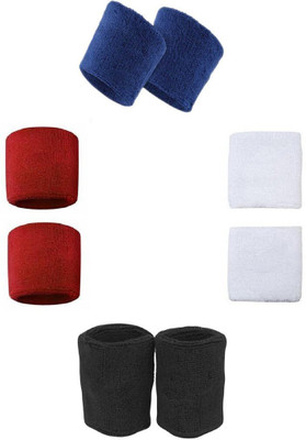 SGR Unisex Premium Combo of 4 Pair of Wrist Band Wrist Support(Red, Blue, Black, White)