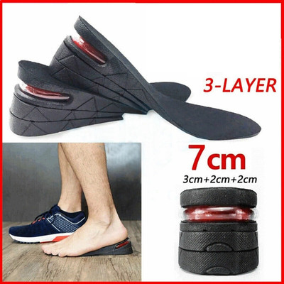 Eltihr Invisible Height Increase Insoles Heel Lift Taller Shoe Pad Inserts 3 layer Insole(Black)