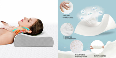 PRATIK MARKETING Memory Foam Nature Sleeping Pillow Pack of 84(White)