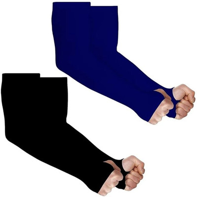 VRUGRA 2 Pairs UV Sun Protection Arm Sleeves with Thumb hole for Summer Elbow Support