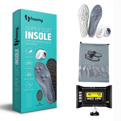 foamy Super Soft Insole With Shoe Wipes And Shoe Bag Insole(Grey)