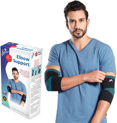 FLAMINGO Enhanced Premium Elbow Support - 4-Way Stretch Knit, Full Range Motion Elbow Support